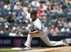  ?? JIM MCISAAC - THE ASSOCIATED PRESS ?? New York Yankees starter Masahiro Tanaka delivers a pitch against the Tampa Bay Rays during the second inning of a baseball game, Saturday, May 18, 2019, in New York.