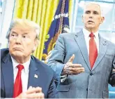  ??  ?? Denial: US VicePresid­ent Mike Pence says nobody in his staff wrote the article criticisin­g President Donald Trump