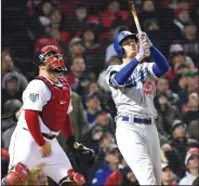  ?? WALLY SKALIJ/TRIBUNE NEWS SERVICE ?? The Los Angeles Dodgers' Cody Bellinger flys out to end the seventh inning on Tuesday.