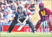  ??  ?? New Zealand's Glenn Phillips (L) bats during the first Twenty20 internatio­nal cricket match against West Indies at Saxton Oval on Friday.