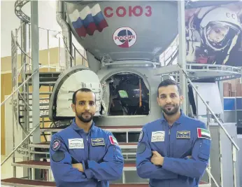  ?? Mohammed bin Rashid Space Centre ?? Hazza Al Mansouri, left, and Sultan Al Neyadi endured rigorous training in their bids to become the first Emirati in space after they were selected from 4,000 applicants