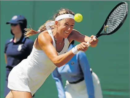  ?? Picture: REUTERS ?? NEW MOM: Belarus’s Victoria Azarenka returns to Russia’s Elena Vesnina during their Wimbledon second-round match yesterday