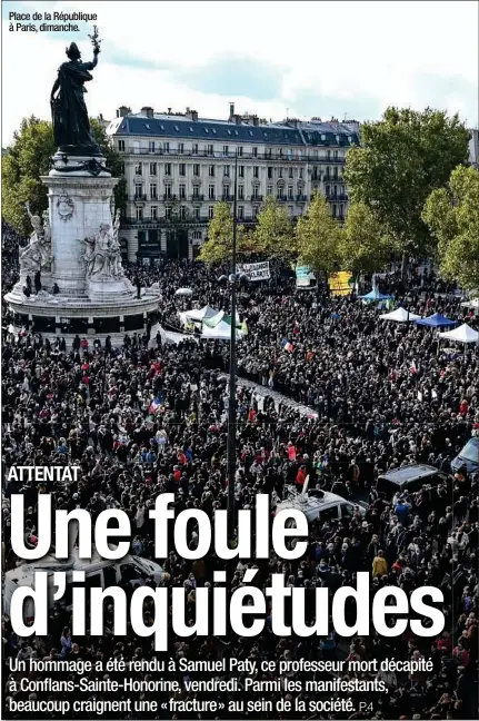  ??  ?? A nos lecteurs. Retrouvez votre journal «20 Minutes» vendredi dans les racks.
En attendant, vous pouvez suivre toute l’actualité sur l’ensemble de nos supports numériques. Place de la République à Paris, dimanche.