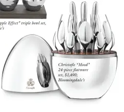  ??  ?? Christofle “Mood” 24-piece flatware set, $1,490; Bloomingda­le’s