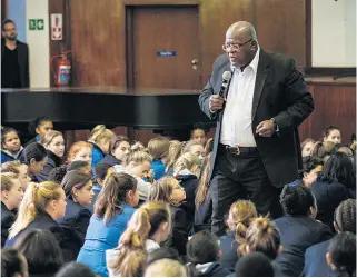  ?? /Supplied ?? A learning experience: Jonathan Jansen at a workshop at Rustenburg Girls’ High School in Cape Town. Jansen says schools operate in society and therefore reflect racism, sexism and classism in their daily routines.