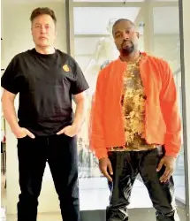  ??  ?? Elon Musk and Kanye West