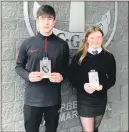  ?? ?? Campbeltow­n’s top performing boy and girl, Kyle Paterson and Hannah Gilchrist.