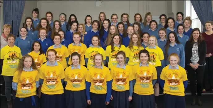  ??  ?? Students from Our Lady of Lourdes school who took part in the Darkness into Light walk in aid of Pieta House at the Pink Rock recently.