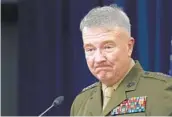  ?? MANUEL BALCE CENETA AP ?? Gen. Kenneth McKenzie, commander of U.S. Central Command, speaks Thursday at the Pentagon.