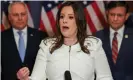  ?? Photograph: Evelyn Hockstein/Reuters ?? Elise Stefanik speaks to the media after a Republican caucus meeting.