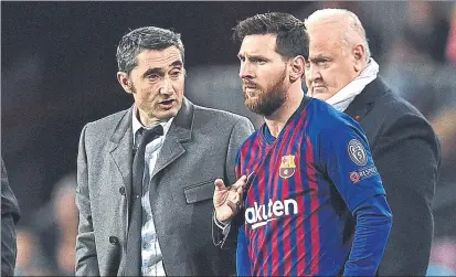  ?? FOTO: GETTY ?? Ernesto Valverde fue entrenador de Leo Messi en el Barça entre julio de 2017 y enero de 2020, cuando fue destituido