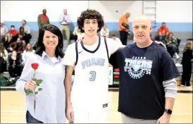  ?? ?? Fred T. Foard guard Aiden Ollis (3) recognized with the other seniors on Tuesday, Feb. 6.