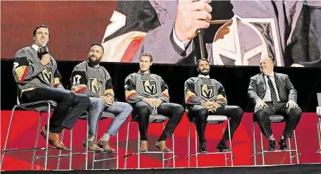  ?? Tým z Las Vegas tvoří i (zleva) Marc-André Fleury, Deryk Engelland, Brayden McNabb a Jason Garrison. FOTO ČTK/ AP ?? Hvězdy Golden Knights.