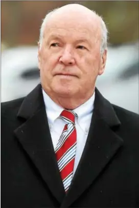  ?? DIGITAL FIRST MEDIA FILE PHOTO ?? Former Radnor commission­er William Spingler arrives at District Court in Newtown Square in January for a hearing on three counts of indecent assault on a person with a mental disability.