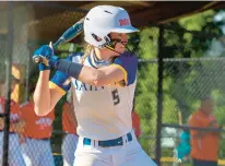  ?? MIKE CAUDILL/FREELANCE ?? Madison Inscoe, who has committed to play for N.C. State, is a threat at the plate and in the pitching circle for Nansemond-Suffolk Academy, which returns this week to the No. 1 spot in the 757Teamz Top 15.