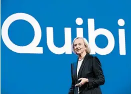  ?? ROBYN BECK/GETTY-AFP ?? Quibi CEO Meg Whitman speaks about the service at the Consumer Electronic­s Show.