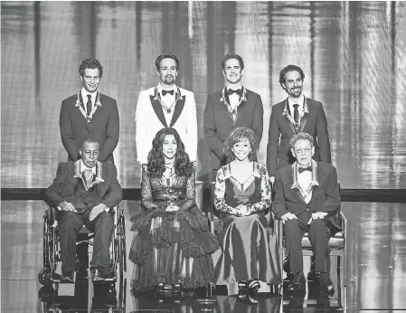  ?? SCOTT SUCHMAN ?? Kennedy Center Honorees for 2018: (back row, left to right) Thomas Kail, Lin-Manuel Miranda, Andy Blankenbue­hler and Alex Lacamoire. (Front row, left to right) Wayne Shorter, Cher, Reba McEntire and Philip Glass.