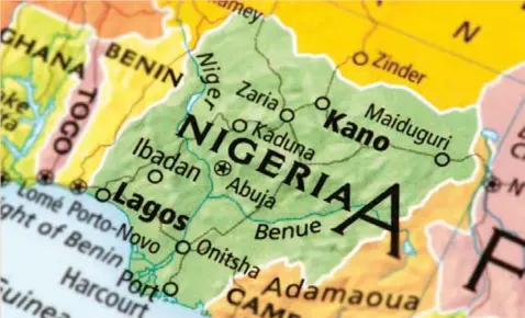  ?? ?? Map of Nigeria. A detail from the World Map.