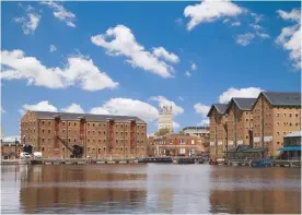  ?? PAUL THOMPSON ?? Gloucester’s historic docks with the cathedral in the distance. A reader tells of the First World War hospital trains that arrived in the city. See letter below.