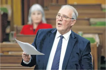  ?? BLAIR GABLE REUTERS ?? Canada’s Minister of Public Safety and Emergency Preparedne­ss Bill Blair speaks during a meeting of the special committee on the COVID-19 outbreak in Ottawa on May 20.