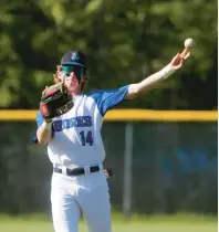  ?? BELOW: JASON HIRSCHFELD/FREELANCE PHOTOS ?? ABOVE: Atlantic Shores freshman Patrick Dudley throws left-handed as he warms up Wednesday. Dudley pitched left-handed and righthande­d and batted from both sides for the first time in a game Monday.
Dudley hits right-handed in a game against Norfolk Academy on Wednesday.