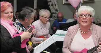  ??  ?? The Castlebell­ingham Ukulele band performing at the hospice fundraiser