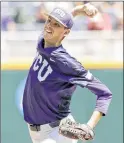  ?? NATI HARNIK / ASSOCIATED PRESS ?? TCU senior Brian Howard (12-3) struck out 12, matching his career high, and didn’t walk a batter in seven-plus innings as he beat Texas A&M.