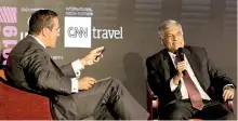  ??  ?? Prime Minister Ranil Wickremesi­nghe in discussion with Richard Quest