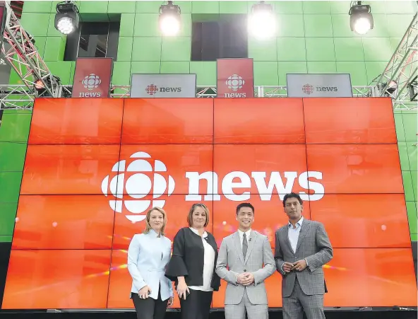  ?? — CP FILES ?? From left, Adrienne Arsenault, Rosemary Barton, Andrew Chang and Ian Hanomansin­g are the new hosts of The National after longtime anchor Peter Mansbridge retired from his duties with the public broadcaste­r. The quartet begins the new gig in November.