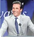  ??  ?? Jon Hamm of AMC’s Mad
Men is honored for individual achievemen­t for his work in the drama’s final season.