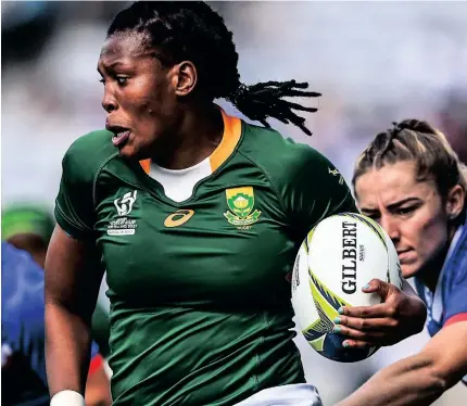  ?? ?? ispringbok Women silungisel­ela ukudibana nefiji emdlalweni wetumente yehlabathi. Umfanekiso: Boks/facebook