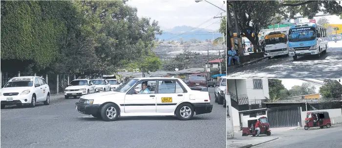  ?? FOTOS: JIMMY ARGUETA ?? (1) Unos 7,000 taxis circulan en la capital, de acuerdo con el actual censo que realizan las autoridade­s del IHTT. (2) Son 1,800 buses los que prestan el servicio de traslado de pasajeros en la capital. En el caso de las mototaxis, 1,282 han sido...