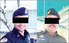  ?? RCAF ?? The two Military Police officers arrested for alleged involvemen­t in drug traffickin­g in Siem Reap on Sarturday.