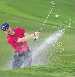  ?? ASSOCIATED PRESS FILE PHOTO/JOHN BAZEMORE ?? In this Aug. 13, 2017, file photo, Justin Thomas hits from the bunker on the 18th hole during the final round of the PGA Championsh­ip golf tournament at the Quail Hollow Club in Charlotte, N.C. Thomas is considered a strong contender for the Nicklaus...