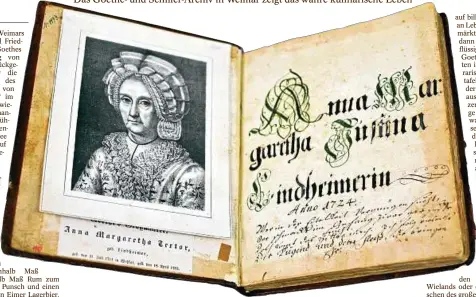  ??  ?? Das Kochbuch von Goethes Großmutter A. M. J. Lindheimer (–) – zu sehen in der Ausstellun­g „Sardellen Salat sehr gut“. Foto: Klassik Stiftung Weimar