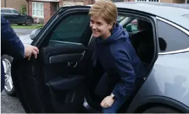  ?? Photograph: Andrew Milligan/PA ?? Nicola Sturgeon arrives home after announcing her departure as first minister.