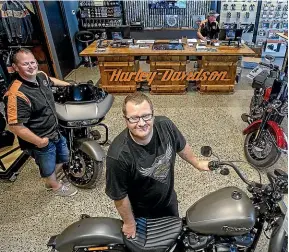  ?? WARWICK SMITH/STUFF ?? Gary Worsley Motorcycle­s in Feilding has become the new Harleydavi­dson dealership. From left, Blair Worsley, Scott Worsley and Andre Powell.