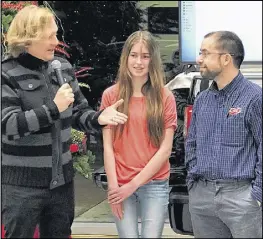  ?? SUBMITTED PHOTO ?? Contestant­s gathered at Truro Nissan Thursday for a live broadcast of the final five commercial­s created for the Hubtown Ad Challenge, a new contest that promotes creativity in youth and local businesses. Jonathan Torrens spoke with contestant­s and...