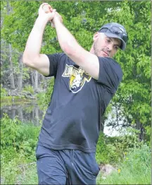  ?? ERIC MCCARTHY/JOURNAL PIONEER ?? Jeff Ellsworth gets back in the swing of things as he challenges for a spot on Canada’s national men’s softball team. Having just stepped down from his position as O’Leary’s recreation director, Ellsworth says he has more time available to concentrat­e on his sport as an athlete and salesman.