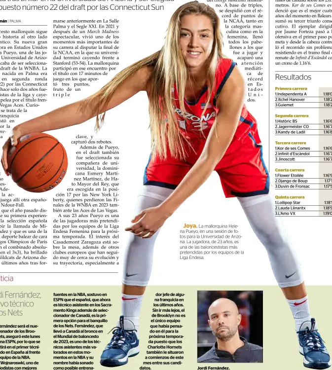  ?? ?? Joya. La mallorquin­a Helena Pueyo, en una sesión de fotos para la Universida­d de Arizona. La jugadora, de 23 años, es una de las baloncesti­stas más pretendida­s por los equipos de la Liga Endesa.