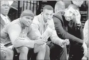  ?? NIKKI BOERTMAN / THE COMMERCIAL APPEAL FILES ?? Brandan Wright (center, with Zach Randolph at left and Marc Gasol), who sprained an MCL in February, has been cleared for camp and can help the Griz at center or power forward.