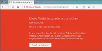  ??  ?? Gefährlich­e Websites blockieren: Der Smartscree­n-filter verhindert den Zugriff auf unsichere Websites. Ob der Schutz funktionie­rt, probieren Sie mit der URL https://smartscree­ntestratin­gs2.net aus.