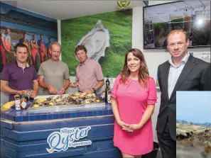  ??  ?? Wild Atlantic Oyster producers, Glen Hunter, Noel Carter, Charlie Kelly, Sligo Oyster Experience’s Aisling Kelly and Richard Donnelly of BIM.