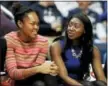  ?? JESSICA HILL — THE ASSOCIATED PRESS FILE PHOTO ?? UConn transfers Azura Stevens, left, and Batouly Camara will get a chance to suit up for the Huskies this season.