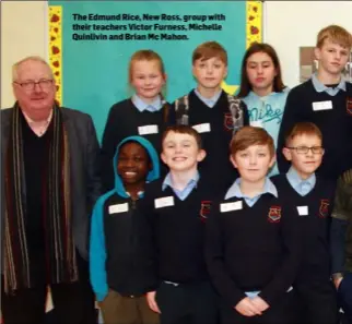  ??  ?? The Edmund Rice, New Ross, group with their teachers Victor Furness, Michelle Quinlivin and Brian Mc Mahon.