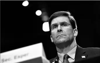  ?? AP PHOTO /JACQUELYN MARTIN ?? Defense Secretary Mark Esper testifies to the Senate Armed Services Committee about the budget, on March 4 on Capitol Hill in Washington.