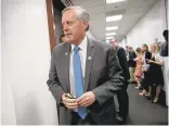  ?? J. SCOTT APPLEWHITE/ASSOCIATED PRESS ?? House Freedom Caucus Chairman Rep. Mark Meadows, R-N.C., leaves a closed-door strategy session on Capitol Hill on March 28.
