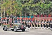  ??  ?? The attestatio­n parade of the first batch of 83 women in military police at the Dronachary­a Parade Ground in Bengaluru.