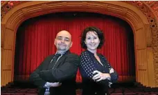  ??  ?? Toowoomba Grammar music director Neil Roche Kelly and the Fairholme College director Katrina Bailey in rehearsal for Oliver the Musical.