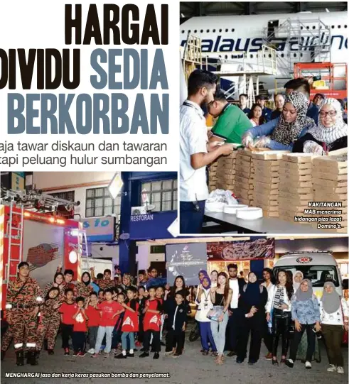  ??  ?? MENGHARGAI jasa dan kerja keras pasukan bomba dan penyelamat.
KAKITANGAN MAB menerima hidangan piza lazat
Domino’s.